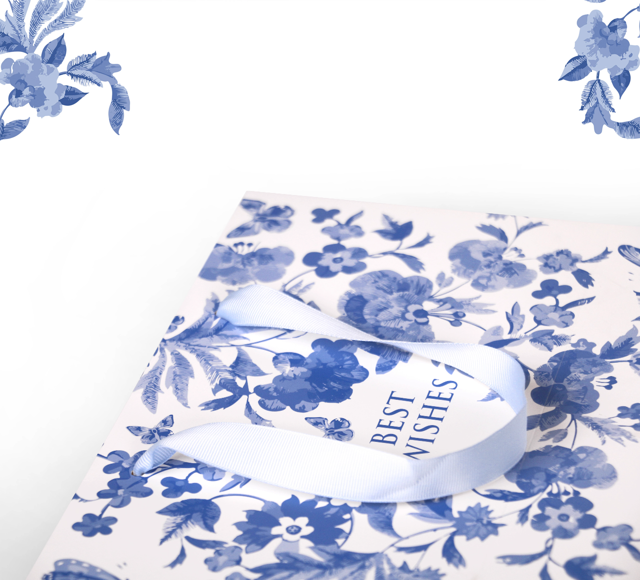 Blue and flower style Chinese ancient style handbag